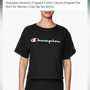 Champion Women's Black Logo Crop Top